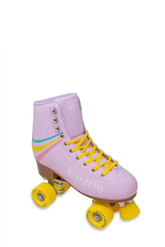 Women Lucky Brand Roller Skates Retro Stripes Quad Roller Skate Lilac