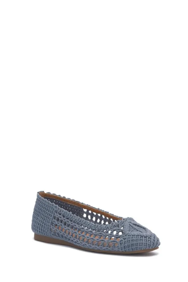 Women Lucky Brand Shoes Avelly Macrame Flat Open Blueturquoise