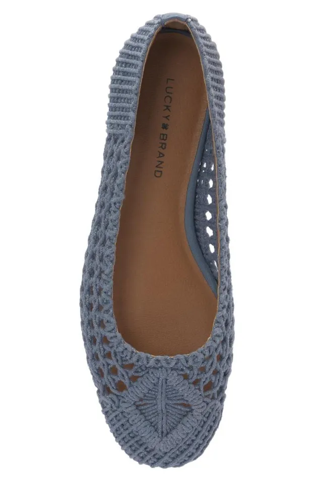 Women Lucky Brand Shoes Avelly Macrame Flat Open Blueturquoise