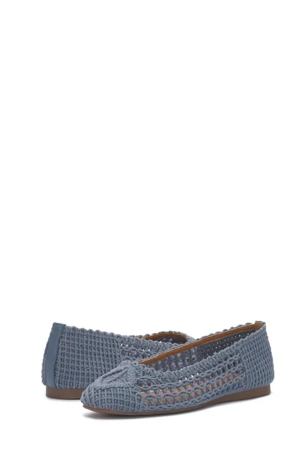 Women Lucky Brand Shoes Avelly Macrame Flat Open Blueturquoise
