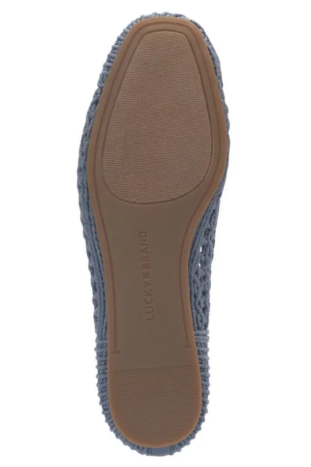 Women Lucky Brand Shoes Avelly Macrame Flat Open Blueturquoise