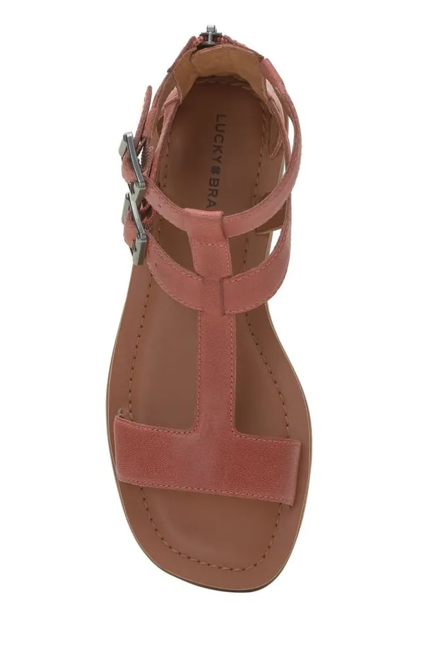 Women Lucky Brand Shoes Brelin Buckle Sandal Menium Light Red