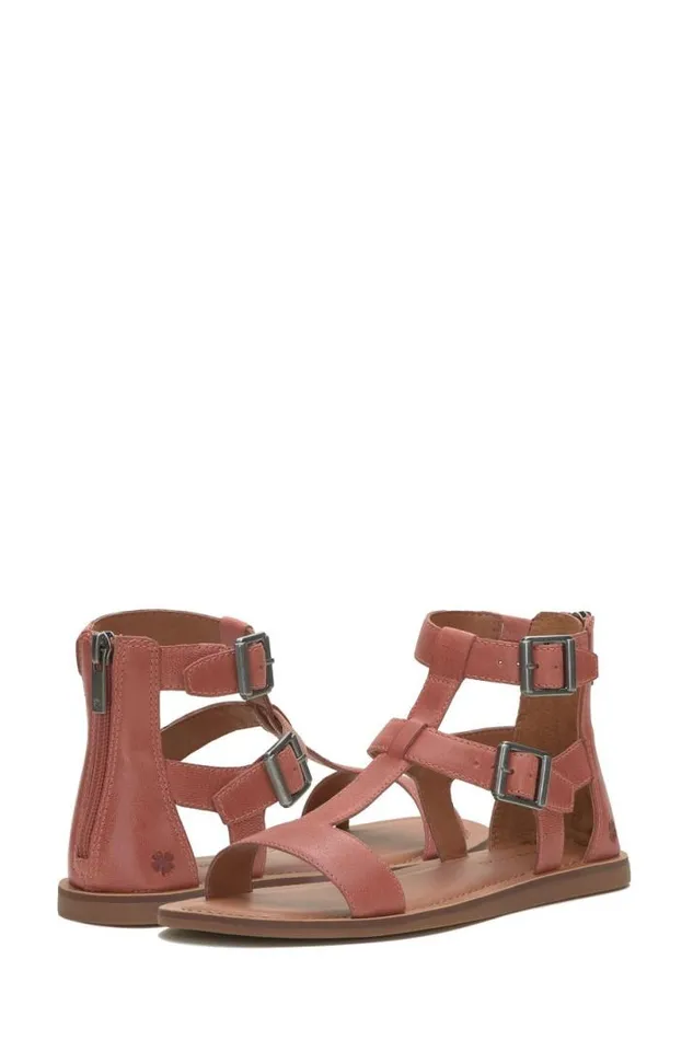 Women Lucky Brand Shoes Brelin Buckle Sandal Menium Light Red