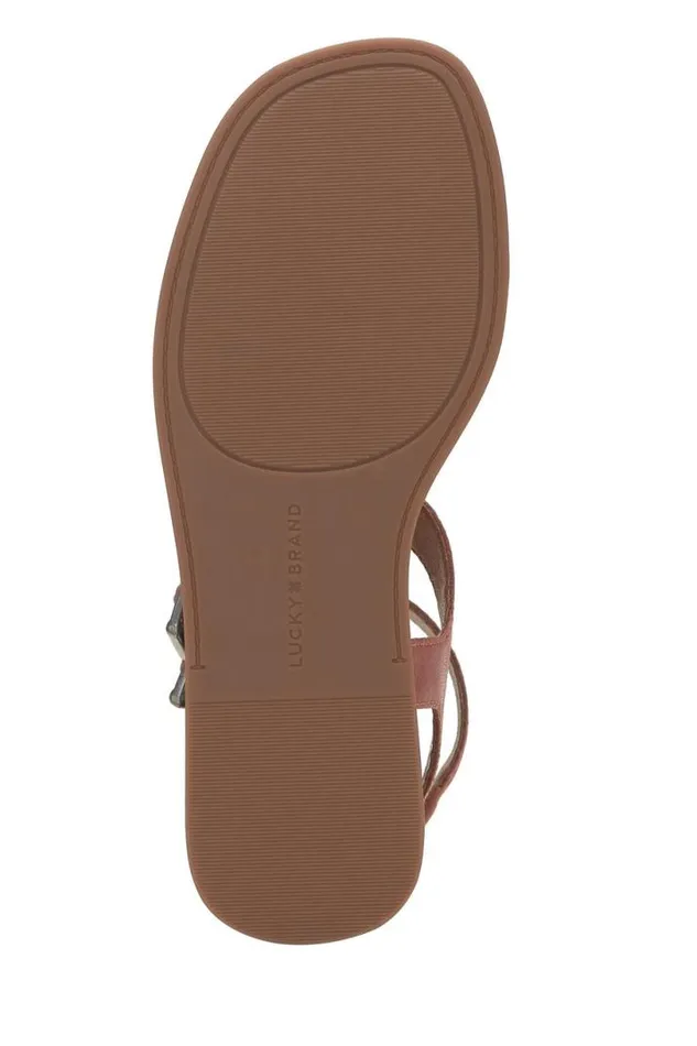 Women Lucky Brand Shoes Brelin Buckle Sandal Menium Light Red