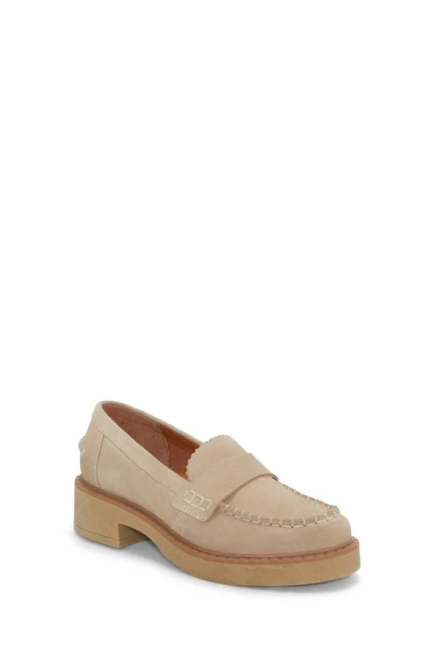 Women Lucky Brand Shoes Larissah Suede Loafer Light Beige
