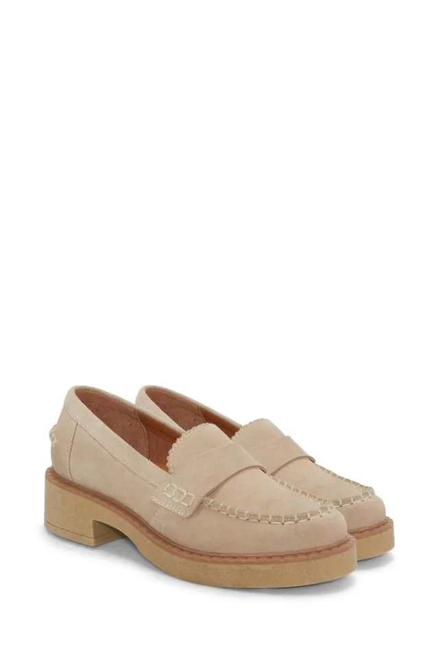 Women Lucky Brand Shoes Larissah Suede Loafer Light Beige