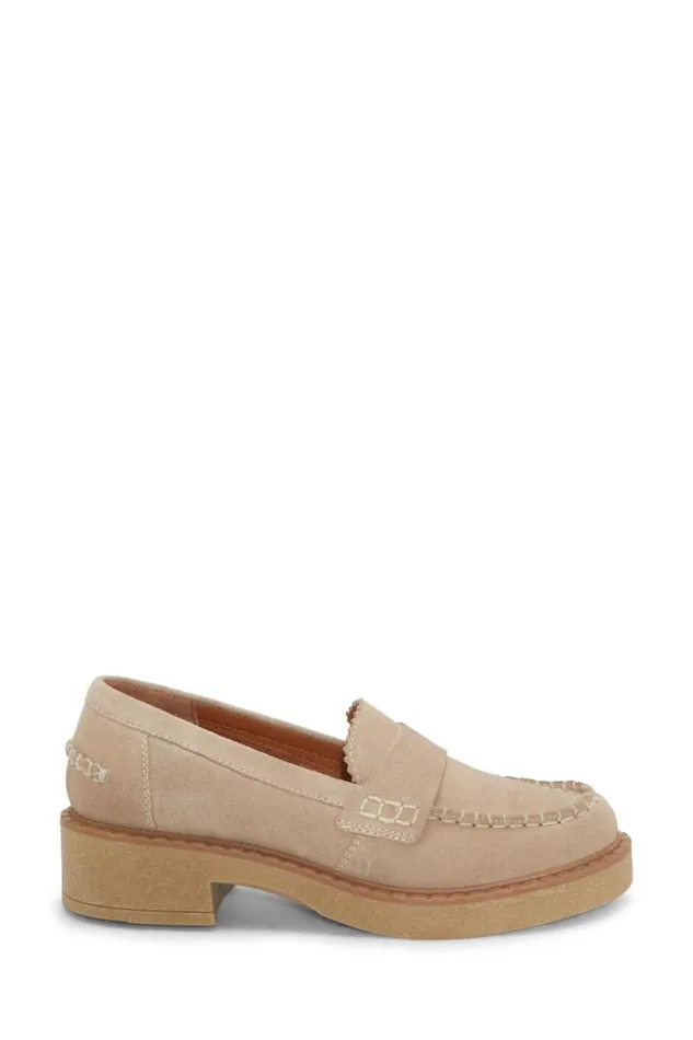 Women Lucky Brand Shoes Larissah Suede Loafer Light Beige