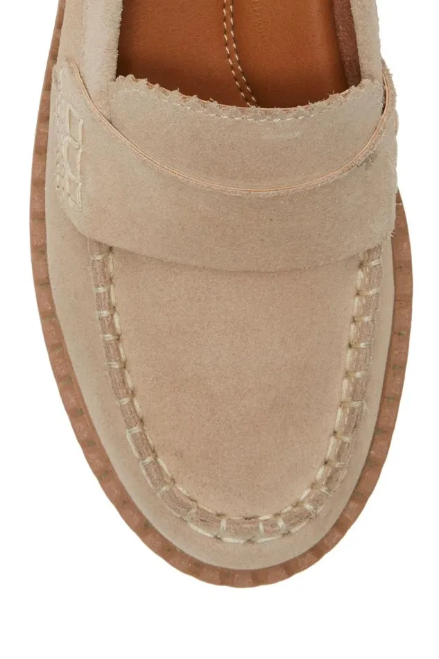 Women Lucky Brand Shoes Larissah Suede Loafer Light Beige