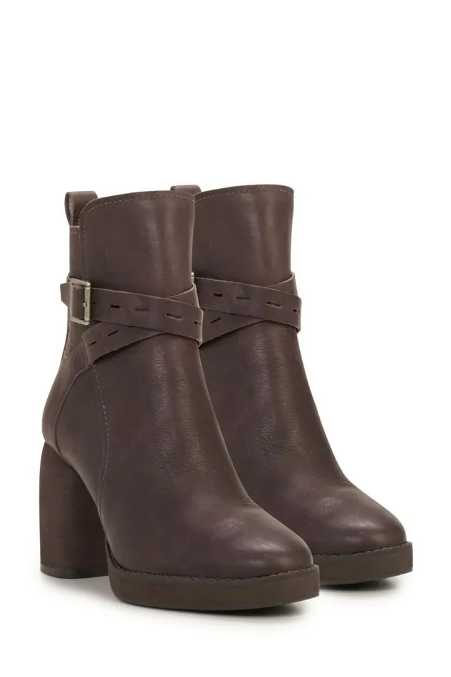 Women Lucky Brand Shoes Natesa Highheel Bootie Open Brownrust