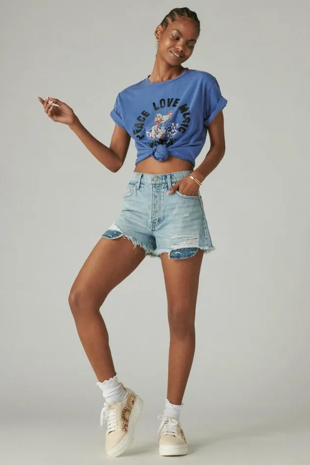 Women Lucky Brand Shorts High Rise Mom Short Sunbeam