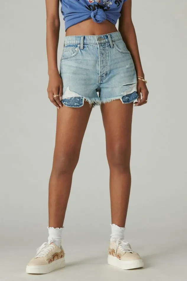 Women Lucky Brand Shorts High Rise Mom Short Sunbeam