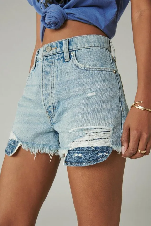 Women Lucky Brand Shorts High Rise Mom Short Sunbeam
