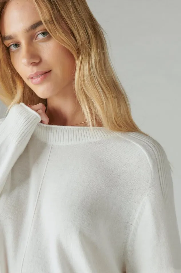 Women Lucky Brand Sweaters and Sweatshirts Cloud Soft Pullover Cream