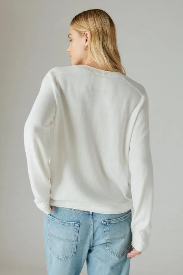 Women Lucky Brand Sweaters and Sweatshirts Cloud Soft Pullover Cream