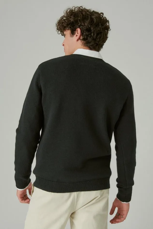 Women Lucky Brand Sweaters and Sweatshirts Guinness Intarsia Crew Neck Sweater Dark Black Combo