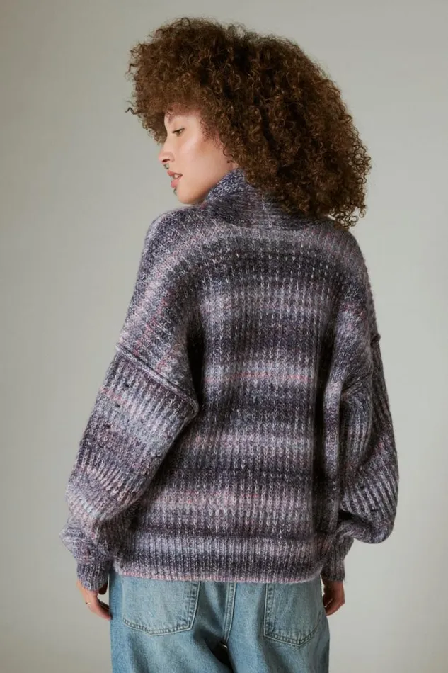 Women Lucky Brand Sweaters and Sweatshirts Toggle Front Spacedye Cardigan Berry Conserve Multi