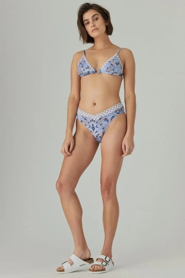 Women Lucky Brand Swim Border Printed Cross Back Top Multi