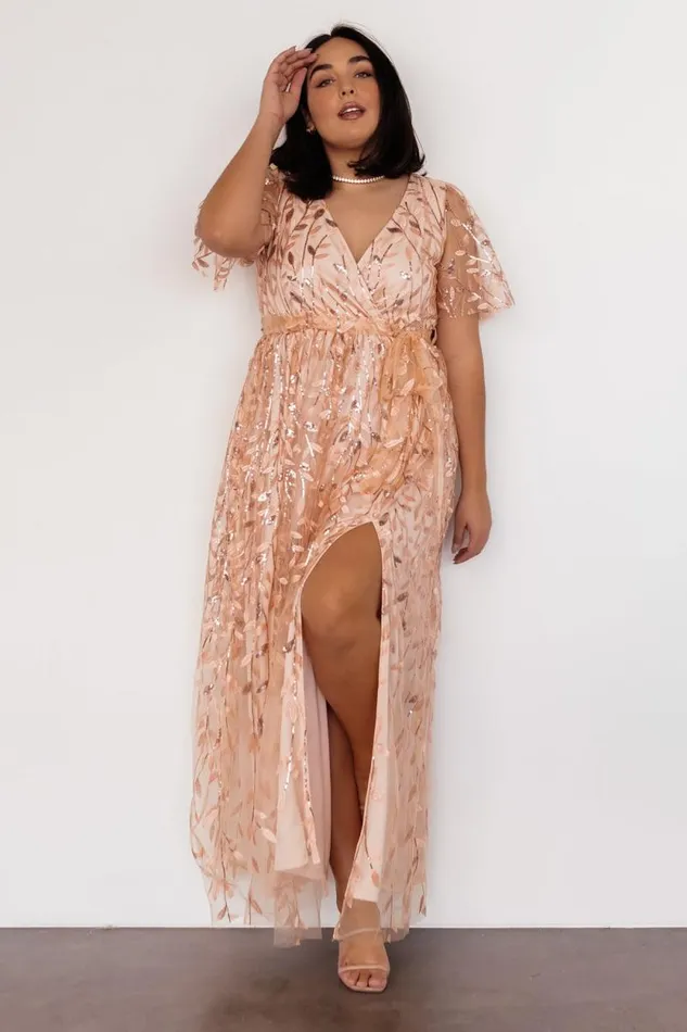Women Marseille Embossed Maxi Dress Rose Gold Sequin Baltic Born Embellished and Sequined Women Marseille Embossed Maxi Dress Rose Gold Sequin Baltic Born Embellished and Sequined