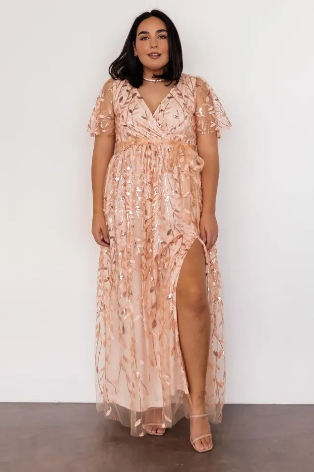 Women Marseille Embossed Maxi Dress Rose Gold Sequin Baltic Born Embellished and Sequined Women Marseille Embossed Maxi Dress Rose Gold Sequin Baltic Born Embellished and Sequined