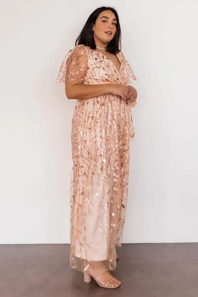 Women Marseille Embossed Maxi Dress Rose Gold Sequin Baltic Born Embellished and Sequined Women Marseille Embossed Maxi Dress Rose Gold Sequin Baltic Born Embellished and Sequined