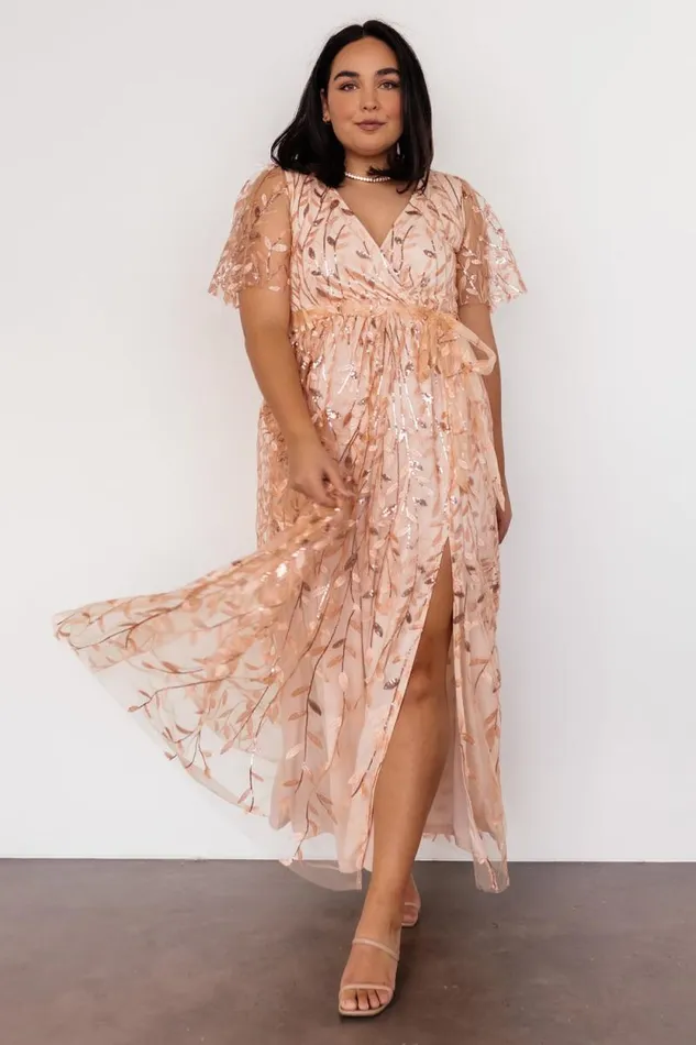 Women Marseille Embossed Maxi Dress Rose Gold Sequin Baltic Born Embellished and Sequined Women Marseille Embossed Maxi Dress Rose Gold Sequin Baltic Born Embellished and Sequined