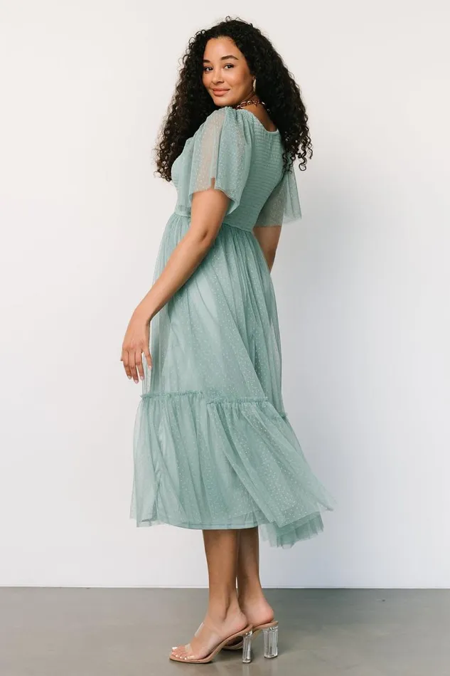 Women Martha Smocked Tulle Dress Eucalyptus Baltic Born Tulle Styles Women Martha Smocked Tulle Dress Eucalyptus Baltic Born Tulle Styles