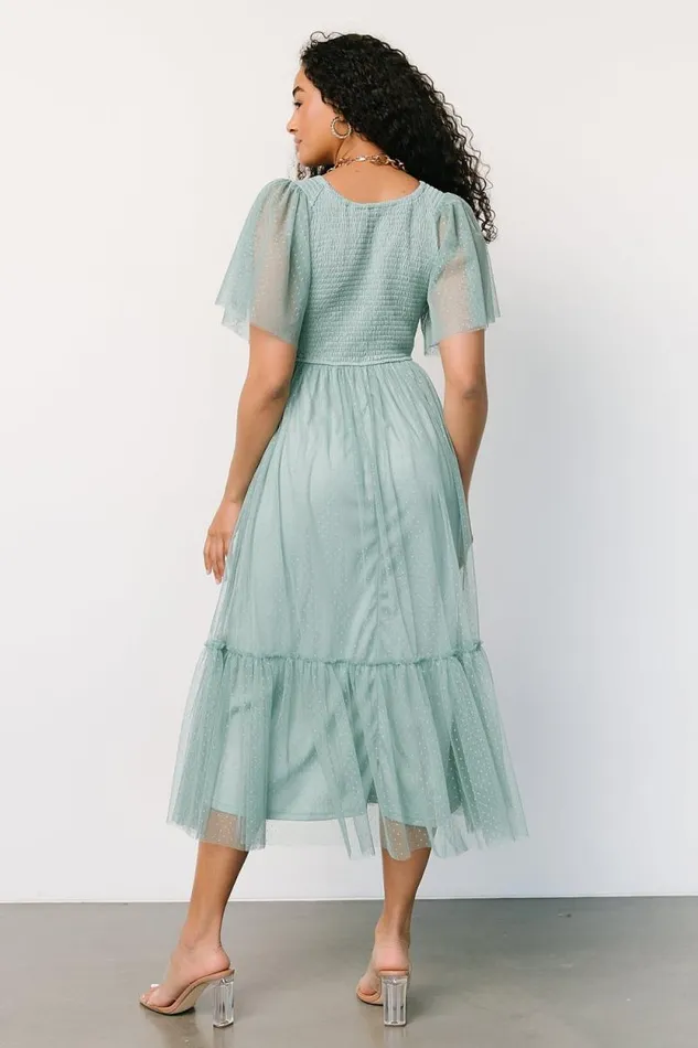 Women Martha Smocked Tulle Dress Eucalyptus Baltic Born Tulle Styles Women Martha Smocked Tulle Dress Eucalyptus Baltic Born Tulle Styles