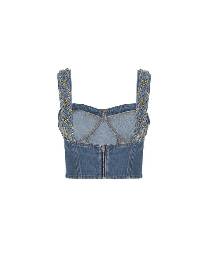Women Matching Sets PatBO Braided Denim Cropped Top Denim