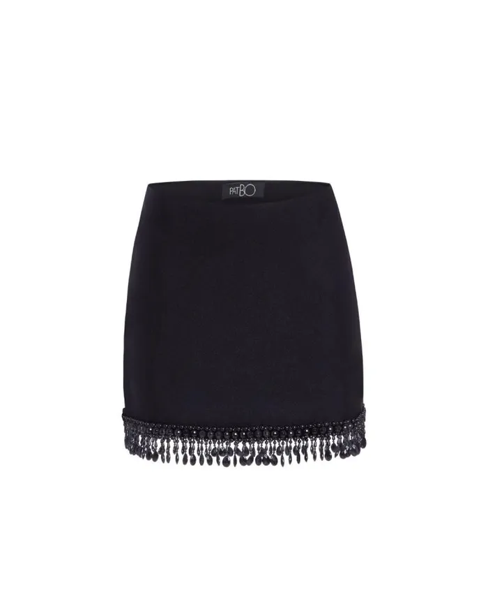 Women Matching Sets PatBO HandBeaded Mini Skirt EXCLUSIVE Black