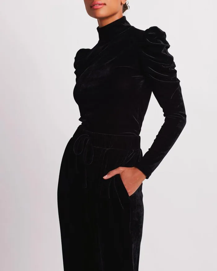 Women Matching Sets PatBO Luxe Velvet Jogger FINAL SALE Black