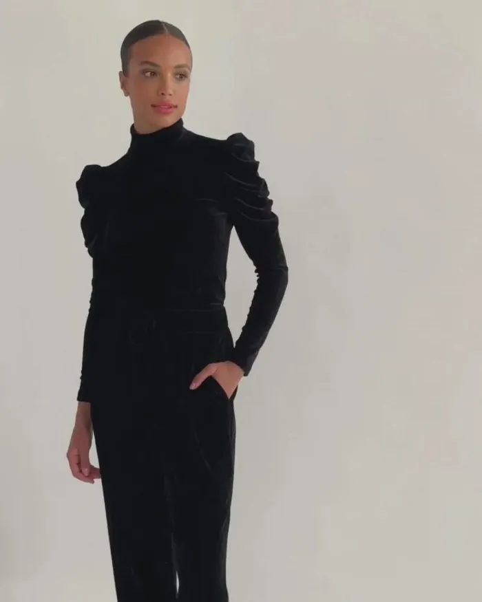 Women Matching Sets PatBO Luxe Velvet Jogger FINAL SALE Black