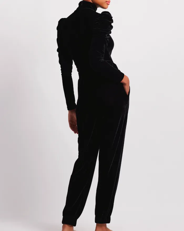 Women Matching Sets PatBO Luxe Velvet Jogger FINAL SALE Black