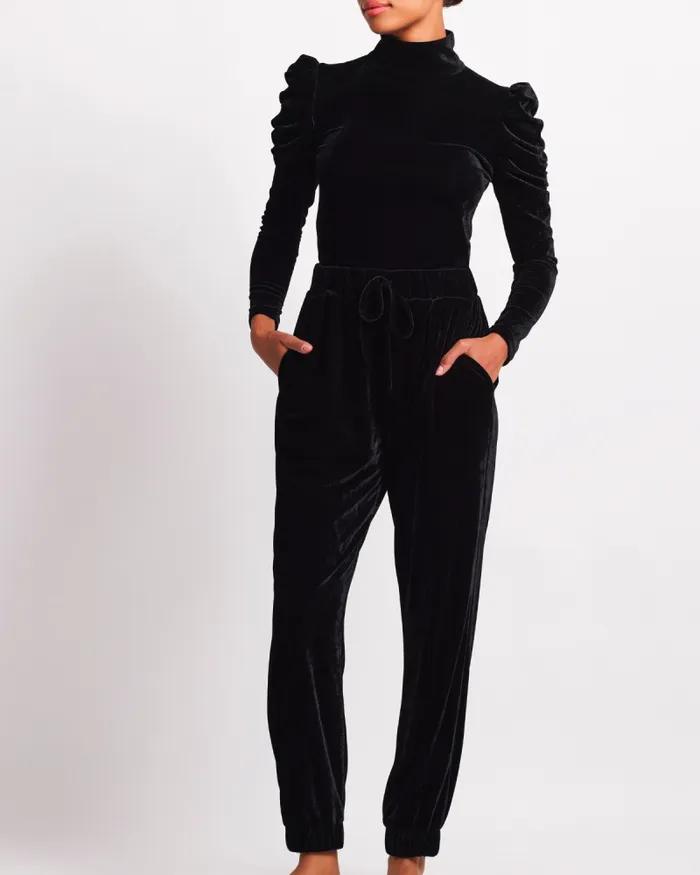 Women Matching Sets PatBO Luxe Velvet Jogger FINAL SALE Black