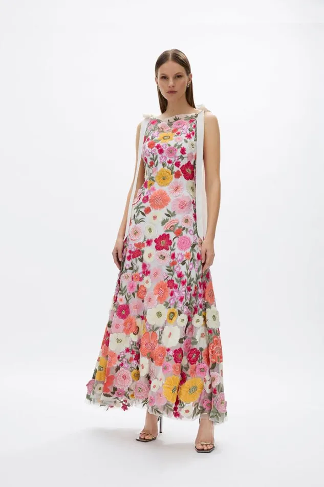 Women Maxi Dresses Rachel Gilbert Nya Gown PinkOrange