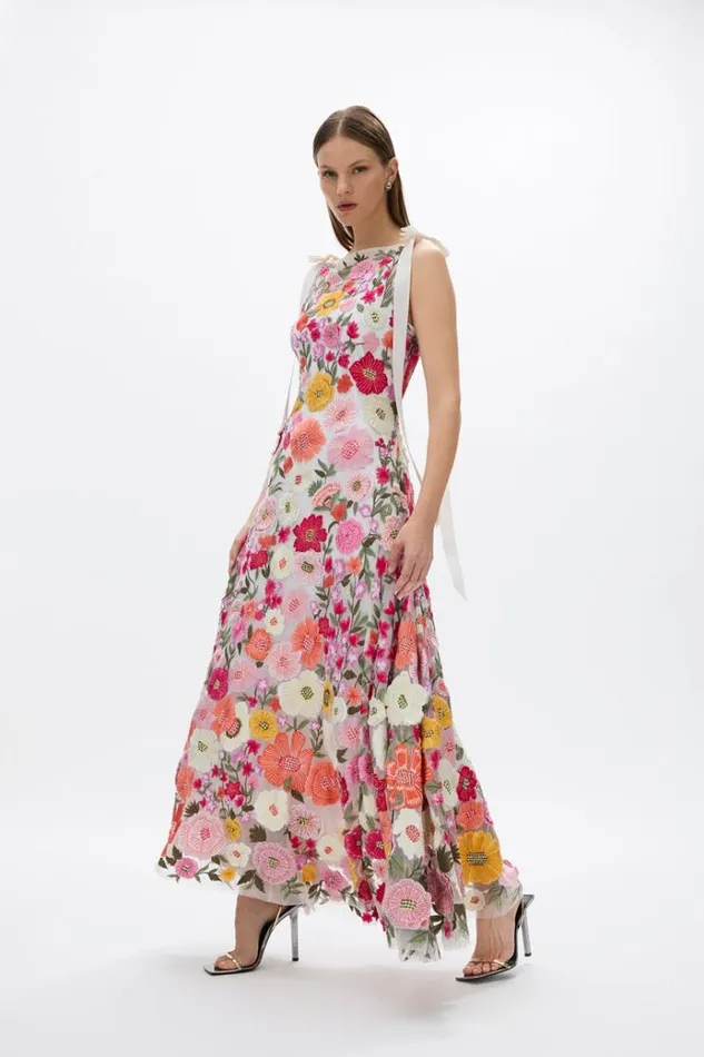 Women Maxi Dresses Rachel Gilbert Nya Gown PinkOrange Women Maxi Dresses Rachel Gilbert Nya Gown PinkOrange