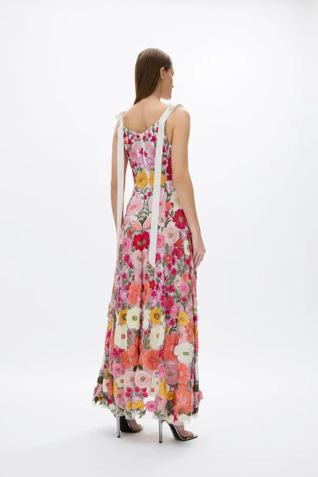 Women Maxi Dresses Rachel Gilbert Nya Gown PinkOrange Women Maxi Dresses Rachel Gilbert Nya Gown PinkOrange