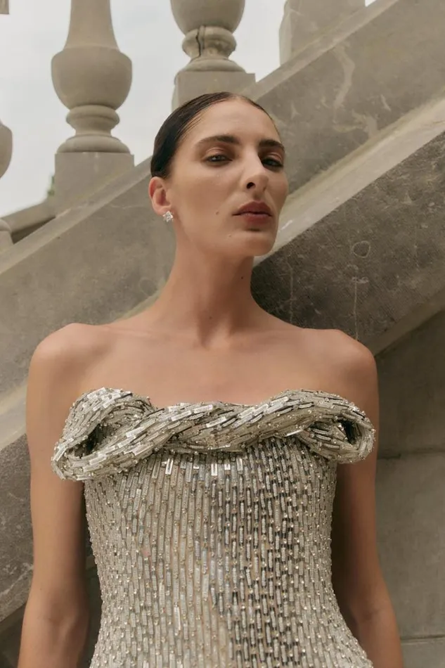 Women Maxi Dresses Rachel Gilbert Rosalie Gown Silver Women Maxi Dresses Rachel Gilbert Rosalie Gown Silver