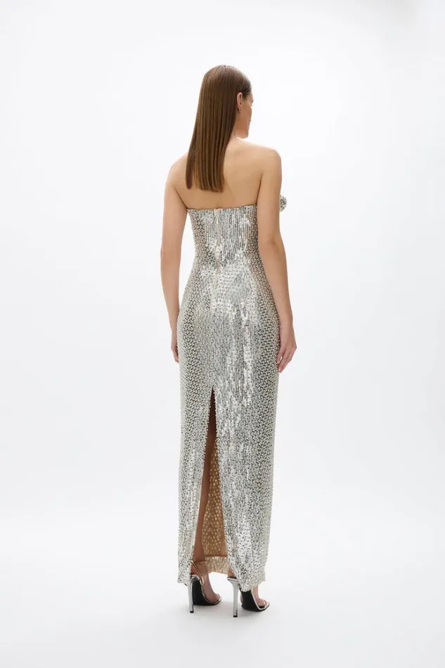 Women Maxi Dresses Rachel Gilbert Rosalie Gown Silver Women Maxi Dresses Rachel Gilbert Rosalie Gown Silver