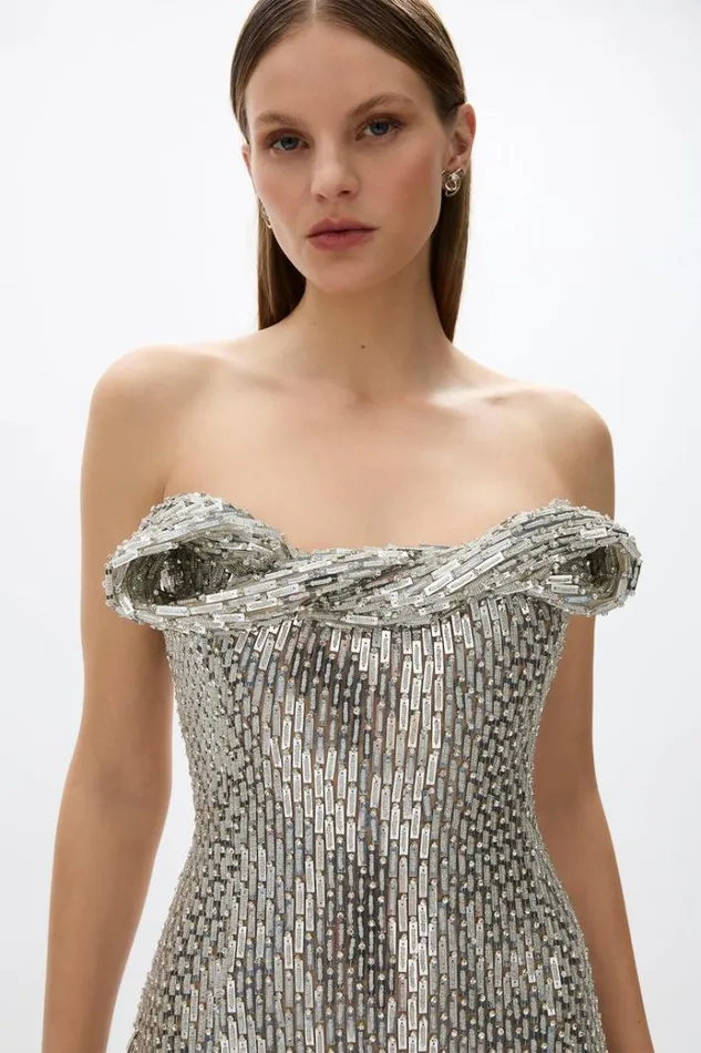 Women Maxi Dresses Rachel Gilbert Rosalie Gown Silver Women Maxi Dresses Rachel Gilbert Rosalie Gown Silver