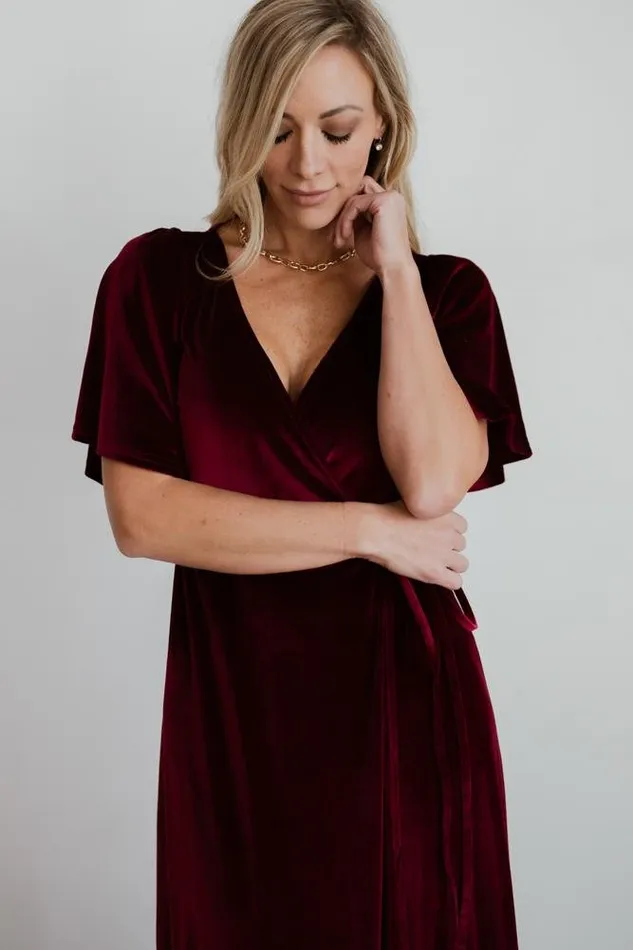 Women Meghan Velvet Wrap Maxi Dress Mulberry Baltic Born Bump Friendly Women Meghan Velvet Wrap Maxi Dress Mulberry Baltic Born Bump Friendly