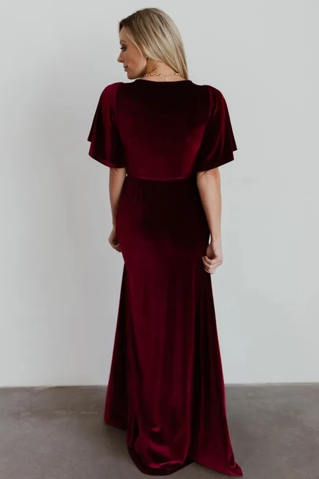 Women Meghan Velvet Wrap Maxi Dress Mulberry Baltic Born Bump Friendly Women Meghan Velvet Wrap Maxi Dress Mulberry Baltic Born Bump Friendly