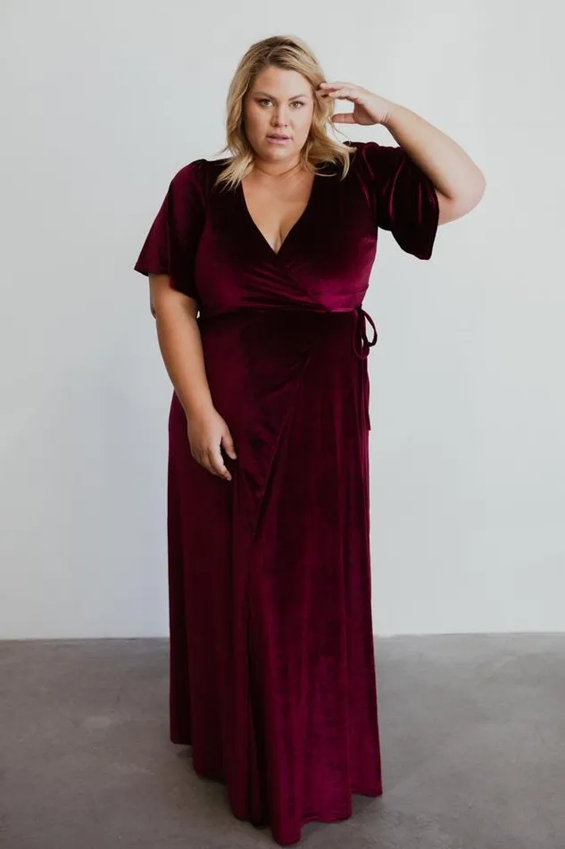 Women Meghan Velvet Wrap Maxi Dress Mulberry Baltic Born Bump Friendly Women Meghan Velvet Wrap Maxi Dress Mulberry Baltic Born Bump Friendly