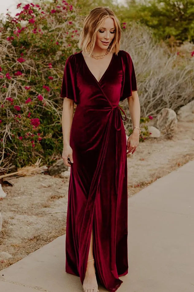 Women Meghan Velvet Wrap Maxi Dress Mulberry Baltic Born Bump Friendly Women Meghan Velvet Wrap Maxi Dress Mulberry Baltic Born Bump Friendly