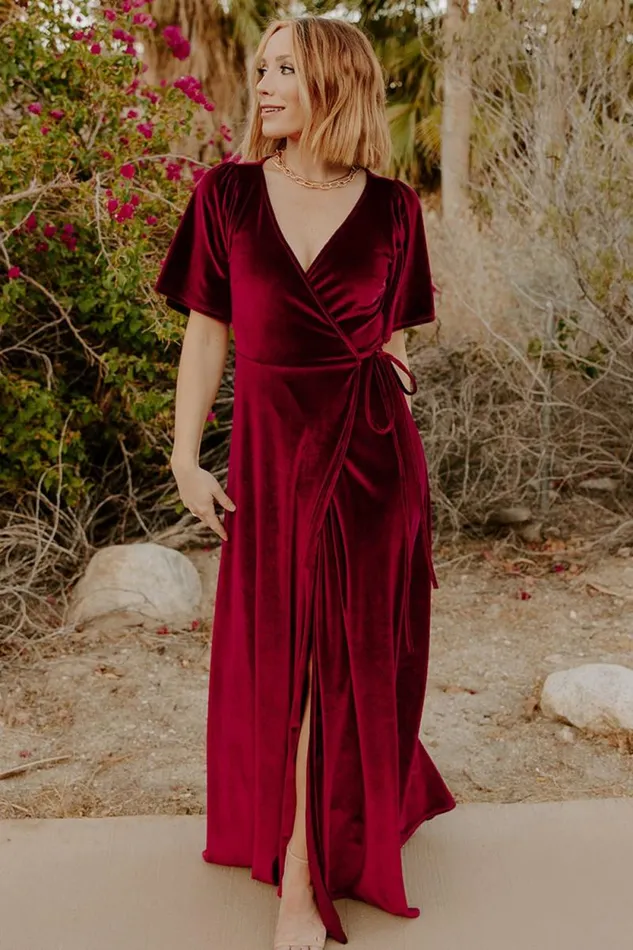 Women Meghan Velvet Wrap Maxi Dress Mulberry Baltic Born Bump Friendly Women Meghan Velvet Wrap Maxi Dress Mulberry Baltic Born Bump Friendly