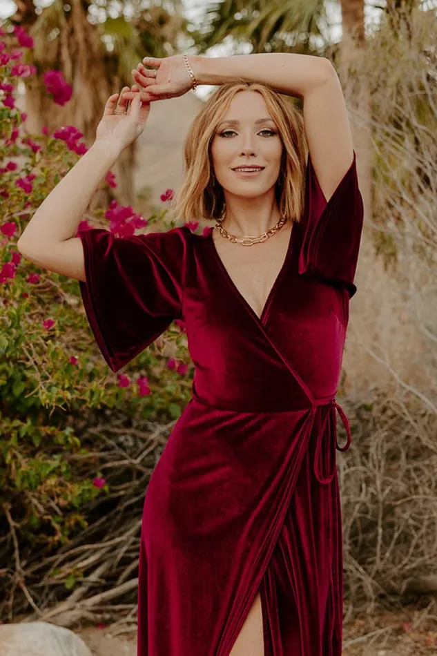 Women Meghan Velvet Wrap Maxi Dress Mulberry Baltic Born Bump Friendly Women Meghan Velvet Wrap Maxi Dress Mulberry Baltic Born Bump Friendly