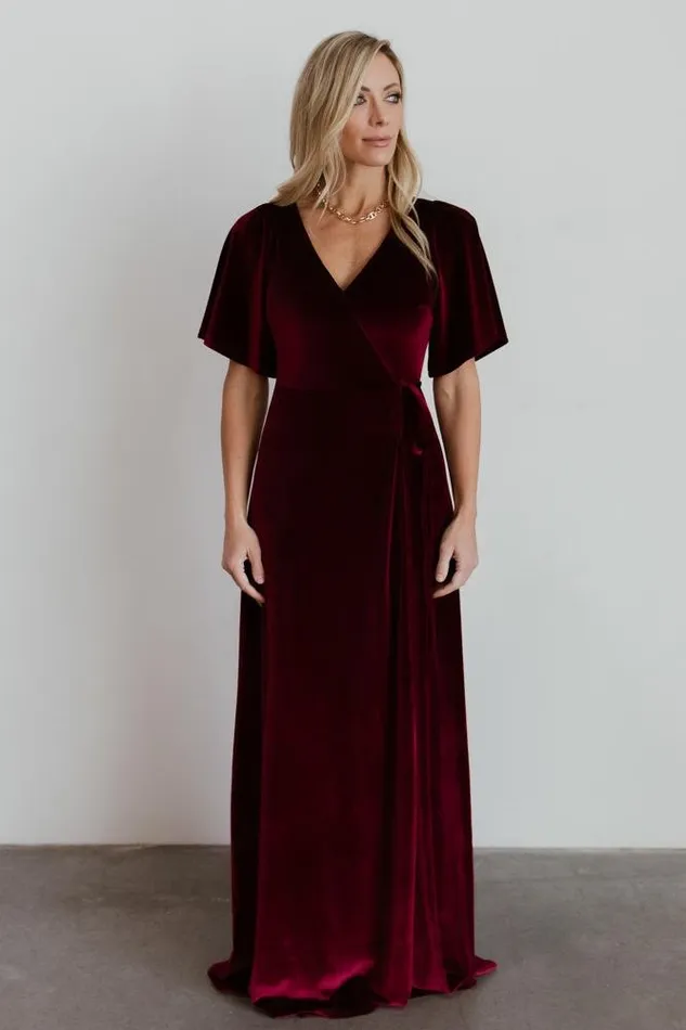 Women Meghan Velvet Wrap Maxi Dress Mulberry Baltic Born Bump Friendly Women Meghan Velvet Wrap Maxi Dress Mulberry Baltic Born Bump Friendly