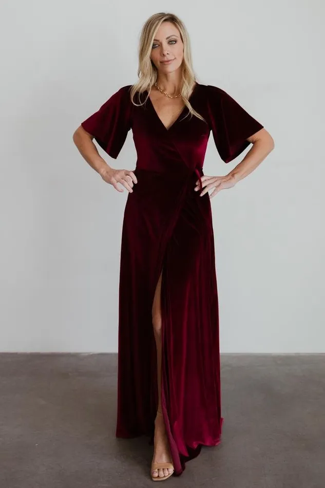 Women Meghan Velvet Wrap Maxi Dress Mulberry Baltic Born Bump Friendly Women Meghan Velvet Wrap Maxi Dress Mulberry Baltic Born Bump Friendly