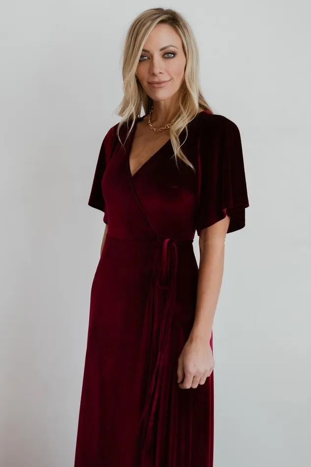Women Meghan Velvet Wrap Maxi Dress Mulberry Baltic Born Bump Friendly Women Meghan Velvet Wrap Maxi Dress Mulberry Baltic Born Bump Friendly