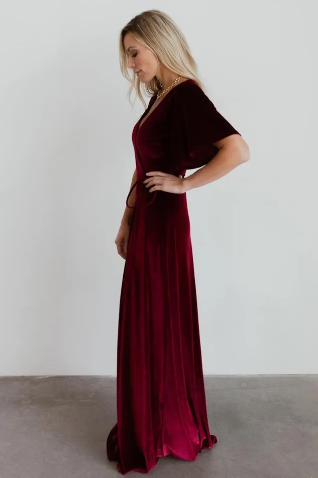 Women Meghan Velvet Wrap Maxi Dress Mulberry Baltic Born Bump Friendly Women Meghan Velvet Wrap Maxi Dress Mulberry Baltic Born Bump Friendly