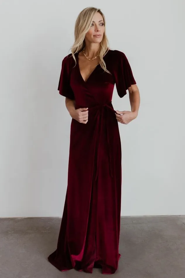 Women Meghan Velvet Wrap Maxi Dress Mulberry Baltic Born Bump Friendly Women Meghan Velvet Wrap Maxi Dress Mulberry Baltic Born Bump Friendly